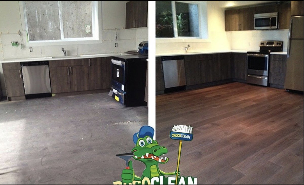 Before and after floor cleaning