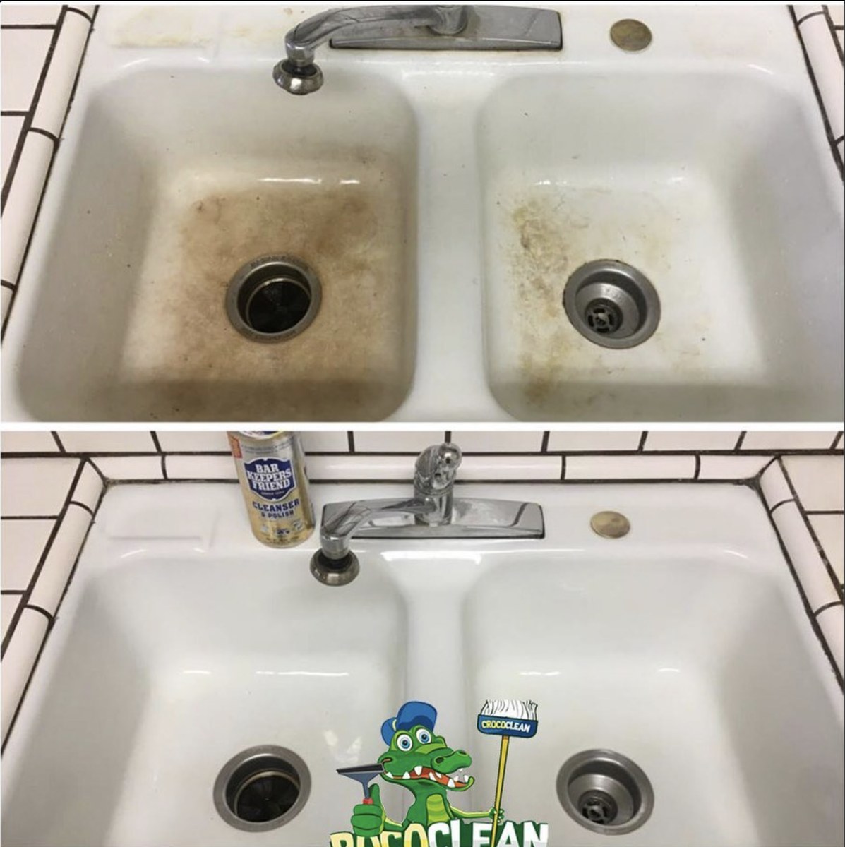 Kitchen sink before and after